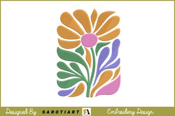 Boho Colorful Flower Embroidery Design