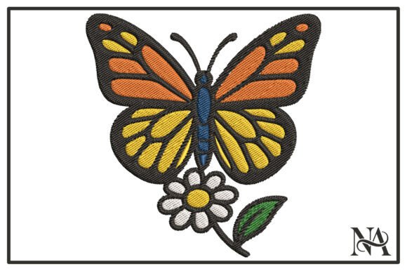 Butterfly on Daisy Embroidery Design🦋 B