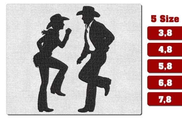 Cowboy Cowgirl Line Dance Embroidery