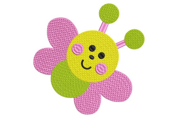 Cute Flower Face Embroidery Design