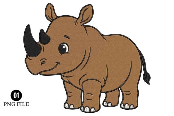 Cute Rhino Embroidery Design