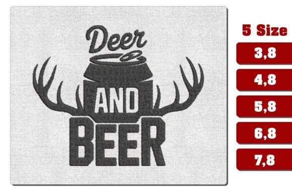 Deer and Beer Hunting Machine Embroidery
