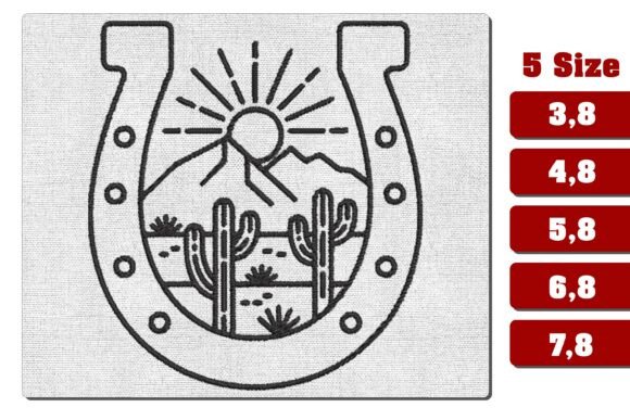 Desert Cactus Horseshoe Embroidery File