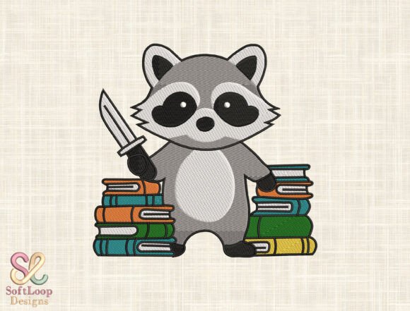 Funny Raccoon Embroidery Design