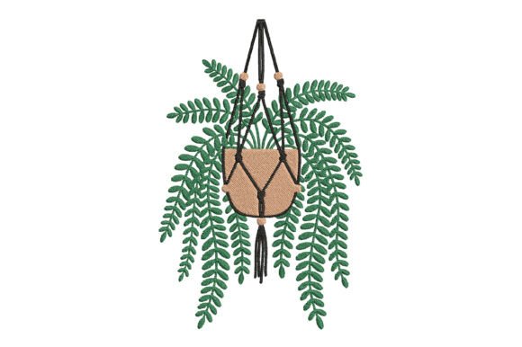 Hanging Potted Plant Embroidery Design