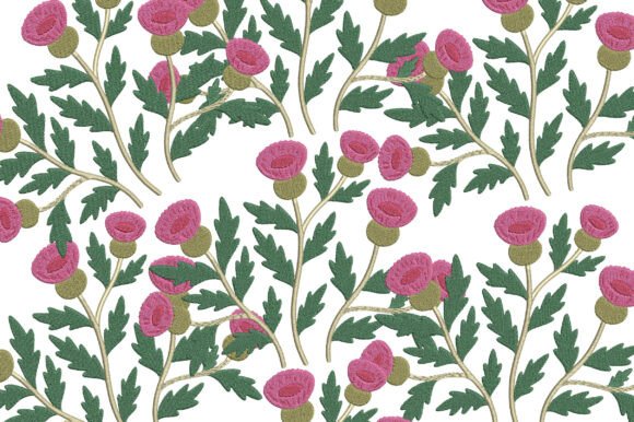 Magenta Flowers Embroidery Design