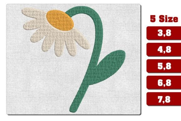 Minimalist Daisy Flower Embroidery File