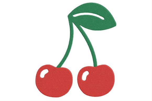 Minimalist Embroidery Red Cherry Design