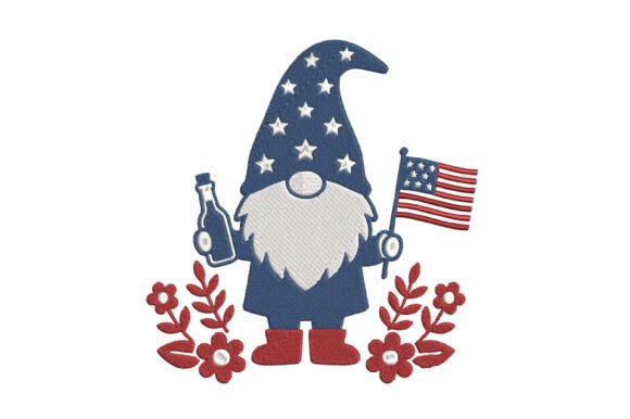 Patriotic Gnome Embroidery Design