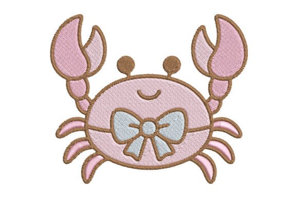 Pink Crab Embroidery Design
