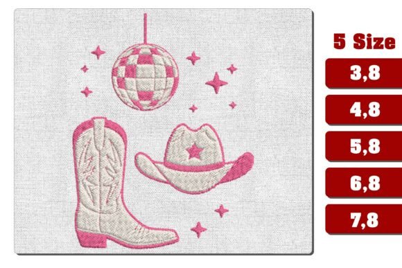 Pink Disco Cowgirl Boot Hat Embroidery