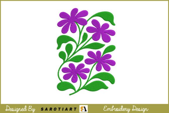 Purple Wildflower Vine Panel Embroidery