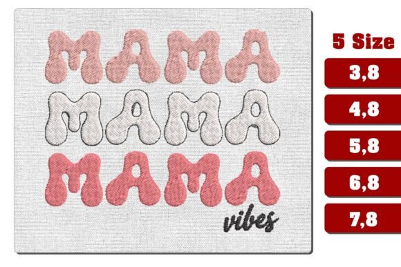 Retro Mama Vibes Stacked Embroidery