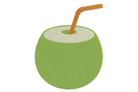 Summer Coconut Drink Embroidery Design