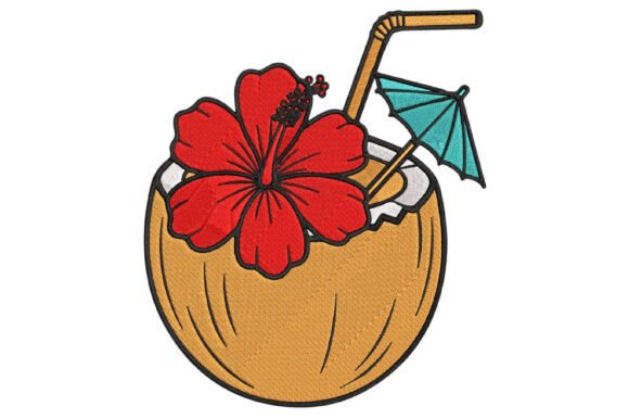 Summer Coconut Embroidery Designs