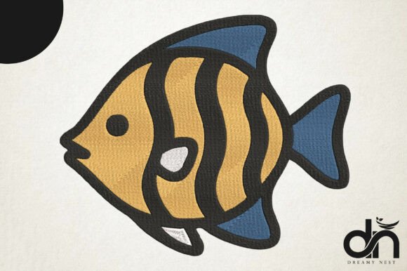 Tropical Angelfish Embroidery Design