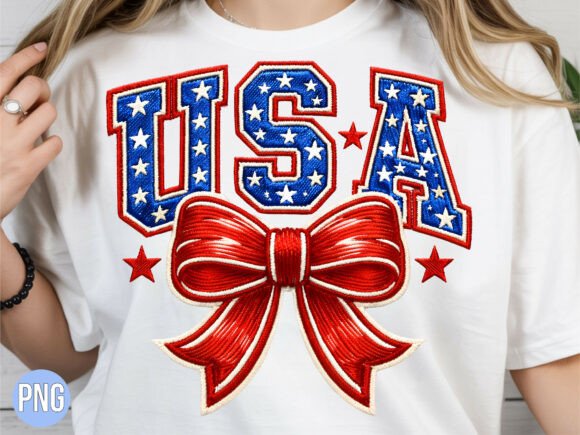 USA American Flag Embroidery Style PNG